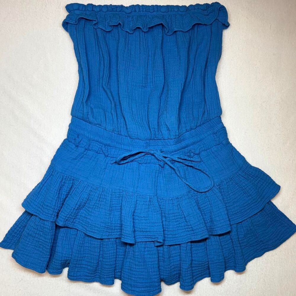 preppy gameday day + moon island ready strapless ruffled romper